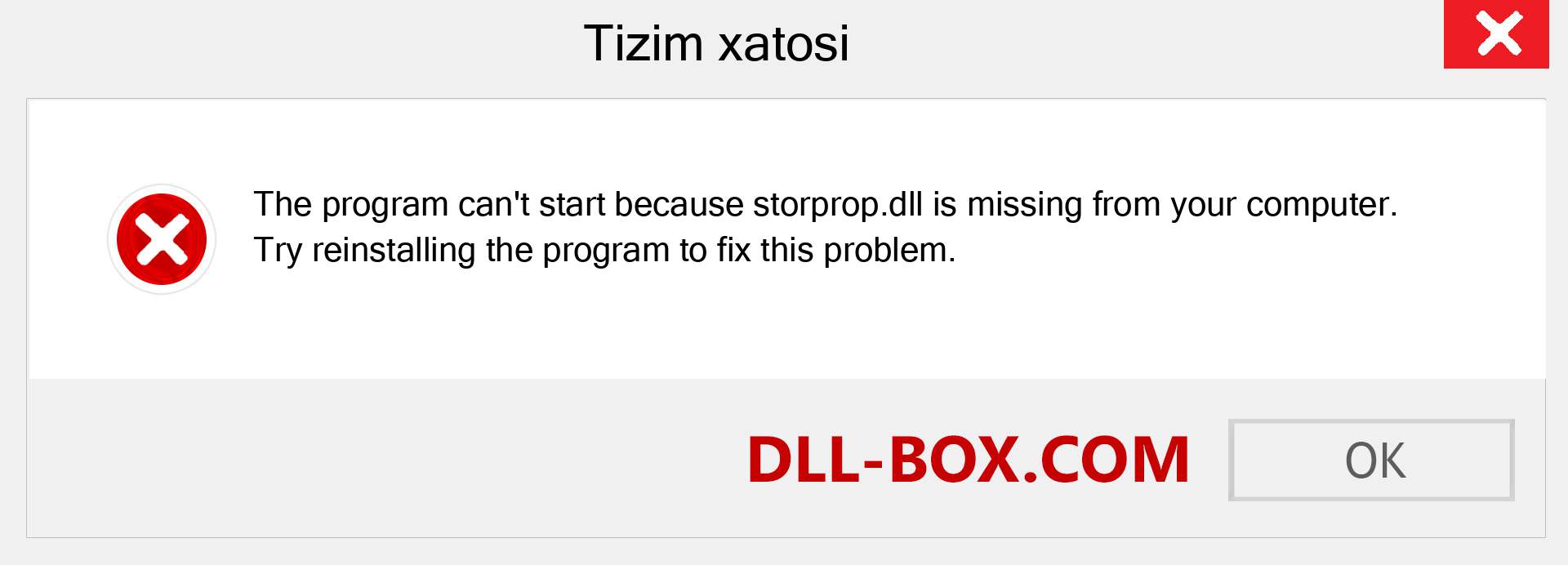 storprop.dll fayli yo'qolganmi?. Windows 7, 8, 10 uchun yuklab olish - Windowsda storprop dll etishmayotgan xatoni tuzating, rasmlar, rasmlar